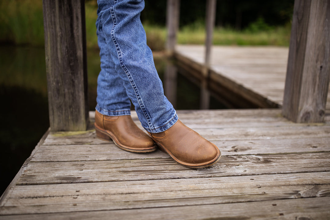 Shoes Leather Farm Boots Men's 6-inch Brown Leather Farm Boots